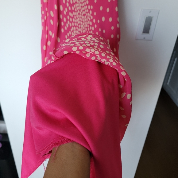 WANTED Hot Pink Polka Dot Midi Slip Dress - Vintage 90s Style Size Medium - Picture 8 of 10